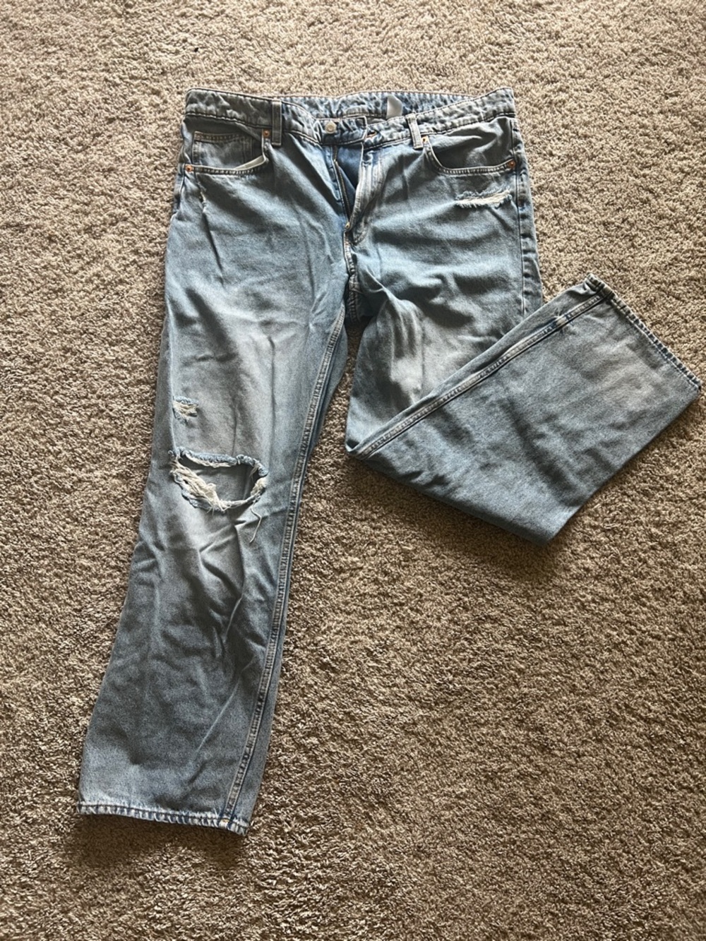 Light Blue Women's Baggy Distressed Jeans